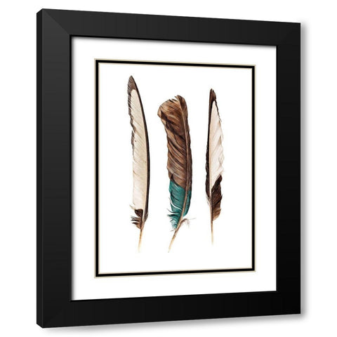 Three Feathers Black Modern Wood Framed Art Print with Double Matting by Incado