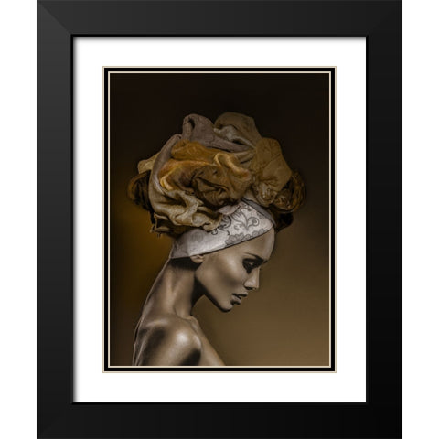 Woman in Thought, Gold Black Modern Wood Framed Art Print with Double Matting by Incado