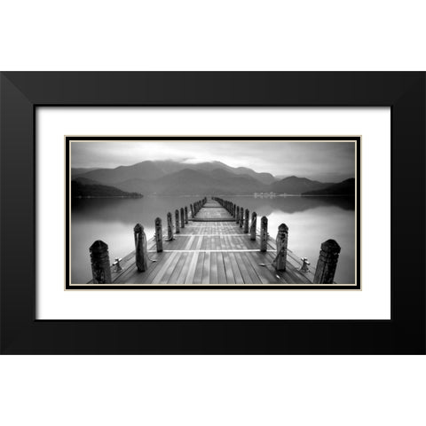 Lake Pier Black Modern Wood Framed Art Print with Double Matting by PhotoINC Studio