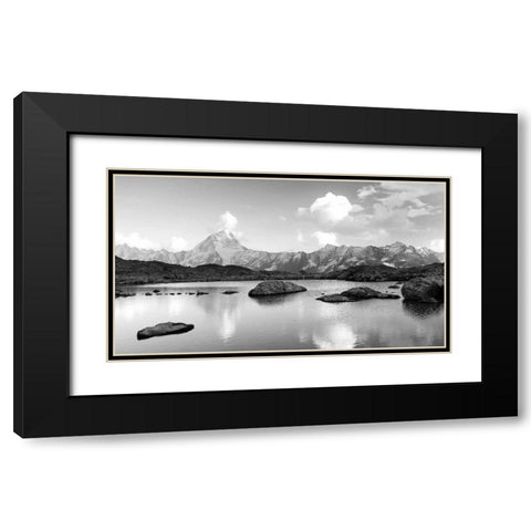 Mountain lake Black Modern Wood Framed Art Print with Double Matting by PhotoINC Studio