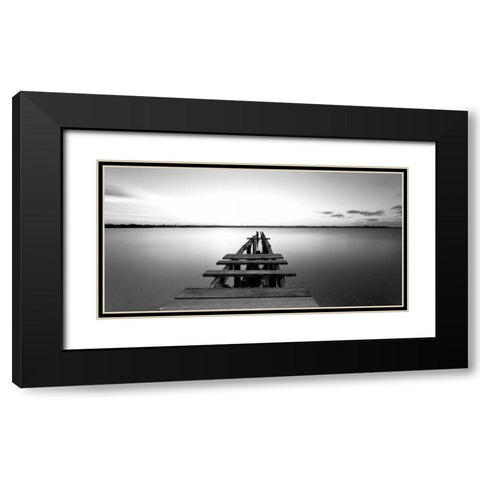 Old pier Black Modern Wood Framed Art Print with Double Matting by PhotoINC Studio