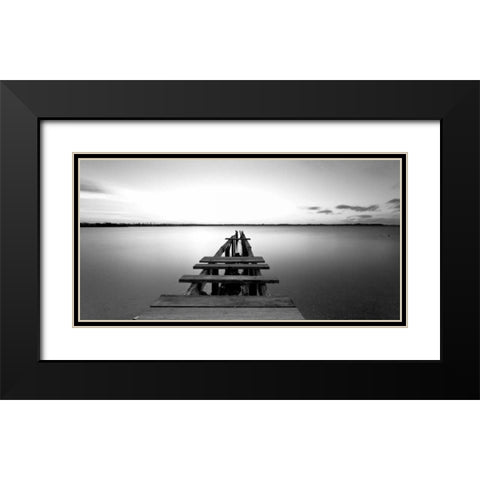 Old pier Black Modern Wood Framed Art Print with Double Matting by PhotoINC Studio
