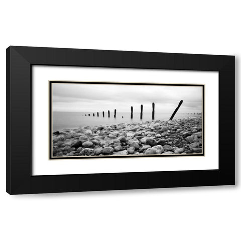 Beach Pebbles Black Modern Wood Framed Art Print with Double Matting by PhotoINC Studio