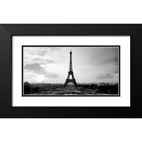 The Eiffel Tower Black Modern Wood Framed Art Print with Double Matting by PhotoINC Studio