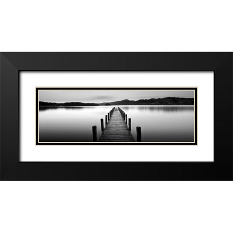 Lake Pier Black Modern Wood Framed Art Print with Double Matting by PhotoINC Studio