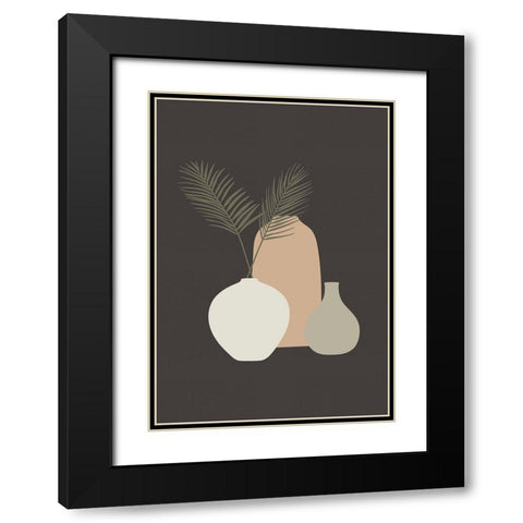 Three Vases IV Black Modern Wood Framed Art Print with Double Matting by Incado