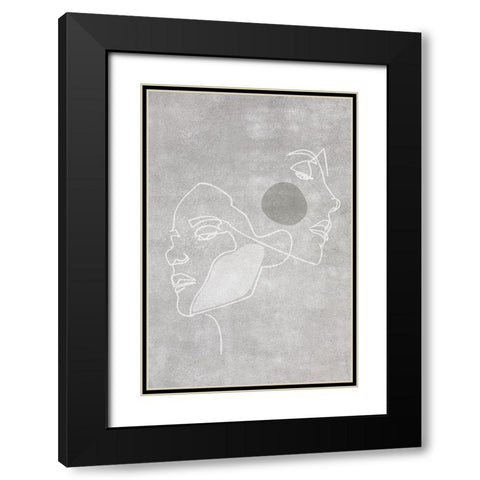 Two Faces Black Modern Wood Framed Art Print with Double Matting by Incado