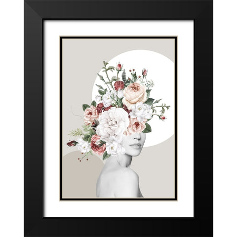 Flower Hat I Black Modern Wood Framed Art Print with Double Matting by Incado