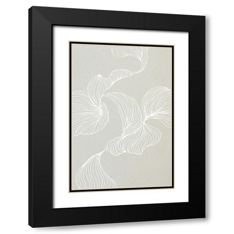 Freeform Leaves II Black Modern Wood Framed Art Print with Double Matting by Incado