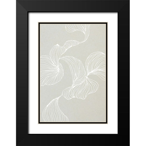 Freeform Leaves II Black Modern Wood Framed Art Print with Double Matting by Incado