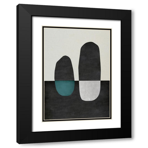 Inverted Shapes Black Modern Wood Framed Art Print with Double Matting by Incado