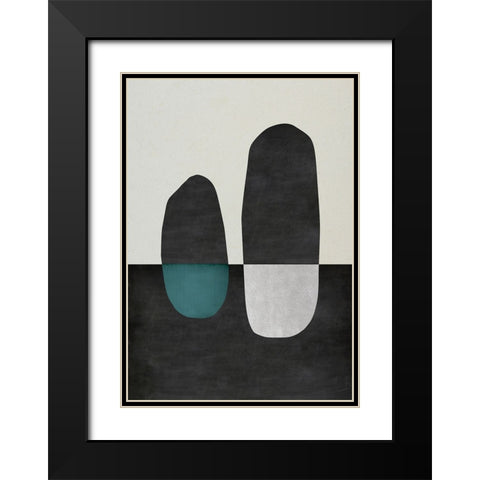 Inverted Shapes Black Modern Wood Framed Art Print with Double Matting by Incado