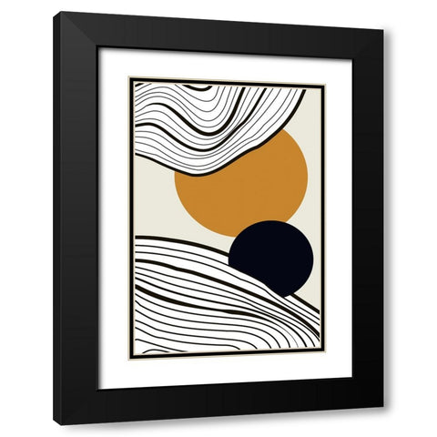Sun and Moon Rise Black Modern Wood Framed Art Print with Double Matting by Incado