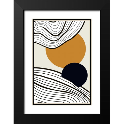 Sun and Moon Rise Black Modern Wood Framed Art Print with Double Matting by Incado