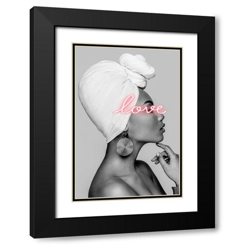 Love Black Modern Wood Framed Art Print with Double Matting by Incado