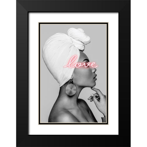 Love Black Modern Wood Framed Art Print with Double Matting by Incado