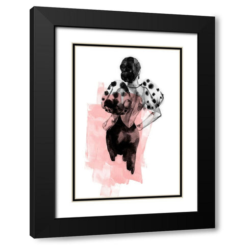 Figure Pink Black Modern Wood Framed Art Print with Double Matting by Incado