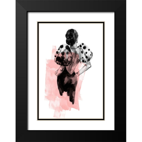 Figure Pink Black Modern Wood Framed Art Print with Double Matting by Incado