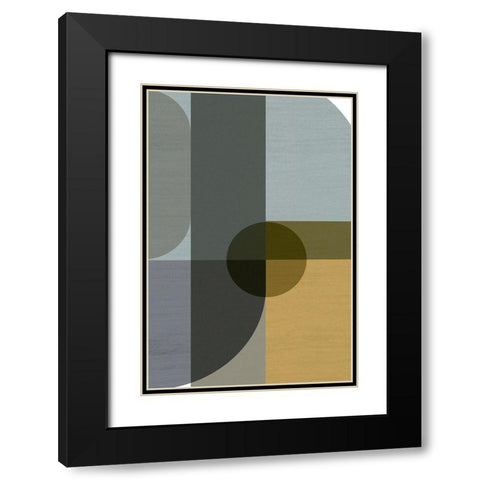 Geometric Shapes II Black Modern Wood Framed Art Print with Double Matting by Incado