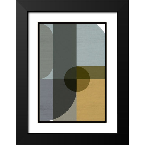 Geometric Shapes II Black Modern Wood Framed Art Print with Double Matting by Incado