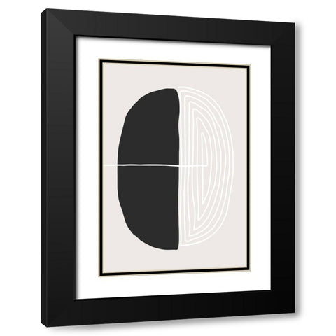 Black and White Oval Black Modern Wood Framed Art Print with Double Matting by Incado