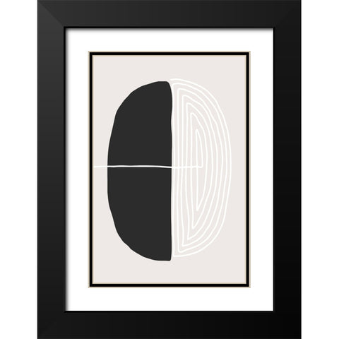 Black and White Oval Black Modern Wood Framed Art Print with Double Matting by Incado