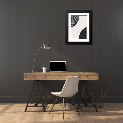 Connected Circles Black Modern Wood Framed Art Print with Double Matting by Incado