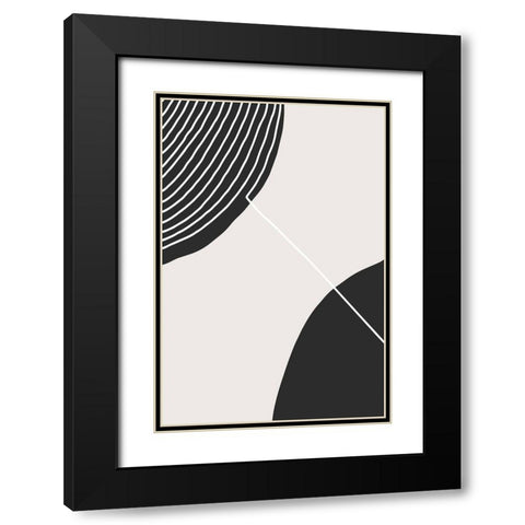 Connected Circles Black Modern Wood Framed Art Print with Double Matting by Incado