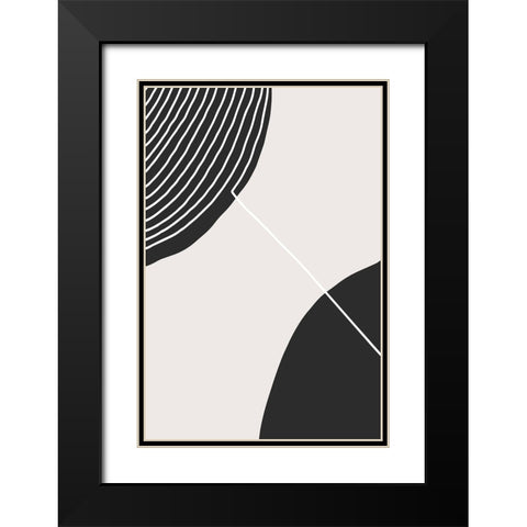 Connected Circles Black Modern Wood Framed Art Print with Double Matting by Incado