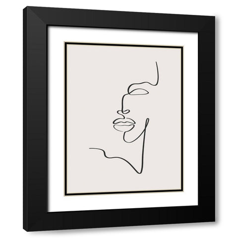 Female Face Black Modern Wood Framed Art Print with Double Matting by Incado
