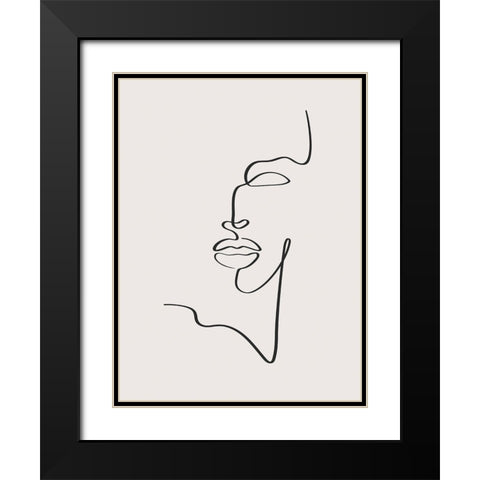 Female Face Black Modern Wood Framed Art Print with Double Matting by Incado
