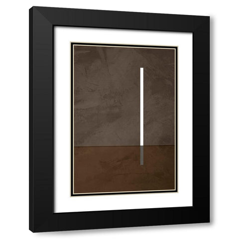 Vertical Line Black Modern Wood Framed Art Print with Double Matting by Incado