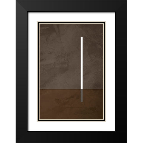 Vertical Line Black Modern Wood Framed Art Print with Double Matting by Incado