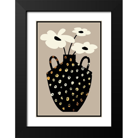 Vase Floral II Black Modern Wood Framed Art Print with Double Matting by Incado