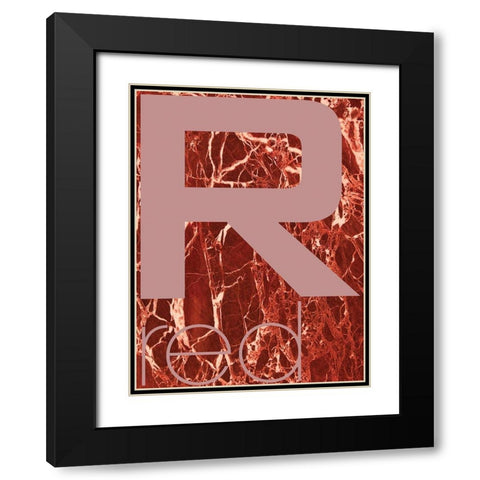 Red marble 03 Black Modern Wood Framed Art Print with Double Matting by TypeLike