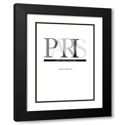 Paris Black Modern Wood Framed Art Print with Double Matting by TypeLike