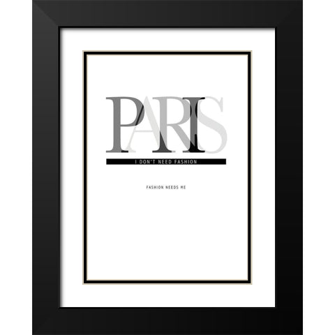 Paris Black Modern Wood Framed Art Print with Double Matting by TypeLike