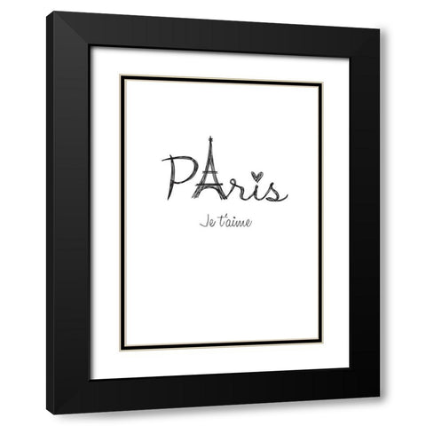 Je ta aime Black Modern Wood Framed Art Print with Double Matting by TypeLike