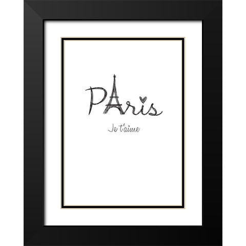 Je ta aime Black Modern Wood Framed Art Print with Double Matting by TypeLike