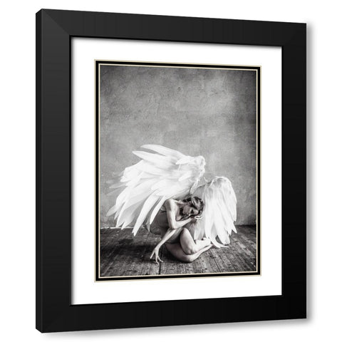 Angel Black Modern Wood Framed Art Print with Double Matting by PhotoINC Studio