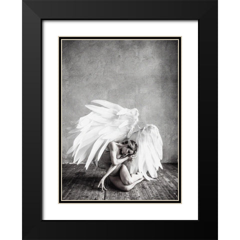 Angel Black Modern Wood Framed Art Print with Double Matting by PhotoINC Studio