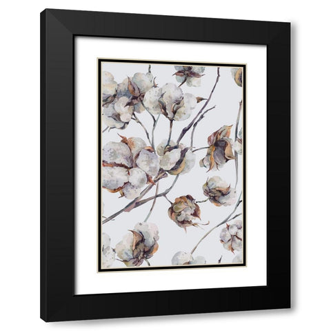 Cotton II Black Modern Wood Framed Art Print with Double Matting by Incado