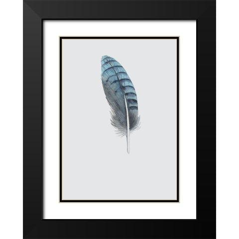 Feather 02 Black Modern Wood Framed Art Print with Double Matting by Incado