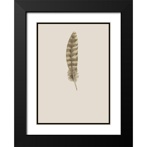 Feather 07 Black Modern Wood Framed Art Print with Double Matting by Incado