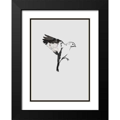 Flying Bird I Black Modern Wood Framed Art Print with Double Matting by Incado