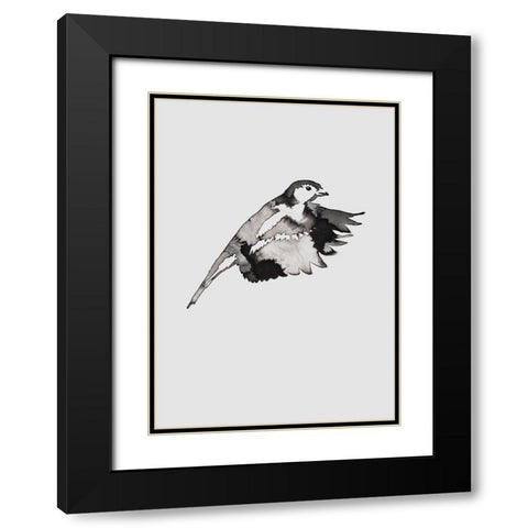 Flying Bird II Black Modern Wood Framed Art Print with Double Matting by Incado