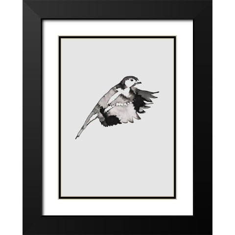 Flying Bird II Black Modern Wood Framed Art Print with Double Matting by Incado