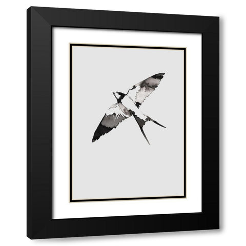 Flying Bird III Black Modern Wood Framed Art Print with Double Matting by Incado