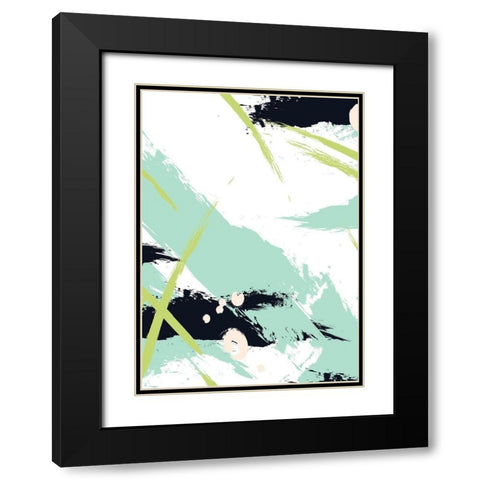 Turquoise Black Modern Wood Framed Art Print with Double Matting by Incado