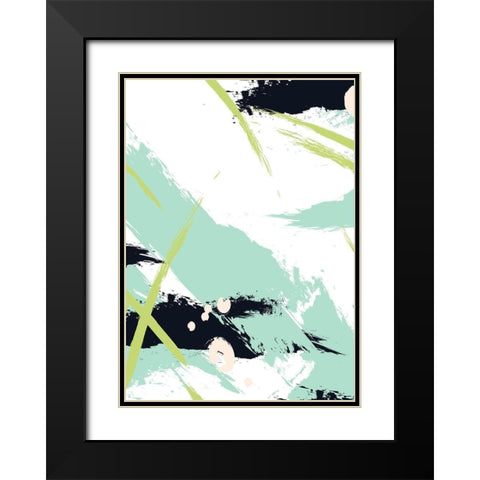 Turquoise Black Modern Wood Framed Art Print with Double Matting by Incado